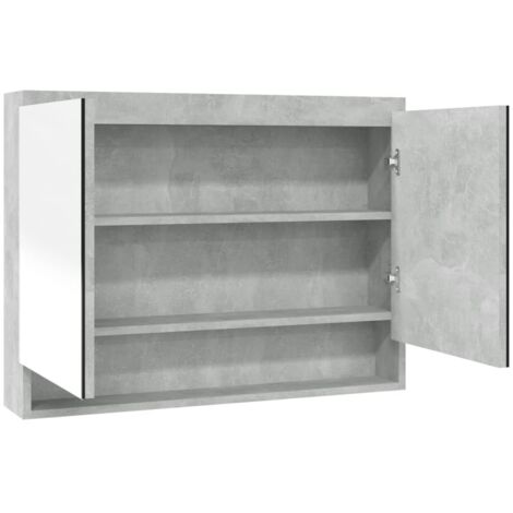 Armario de baño con espejo 80 x 15 x 60 cm MDF gris hormigón 020006713