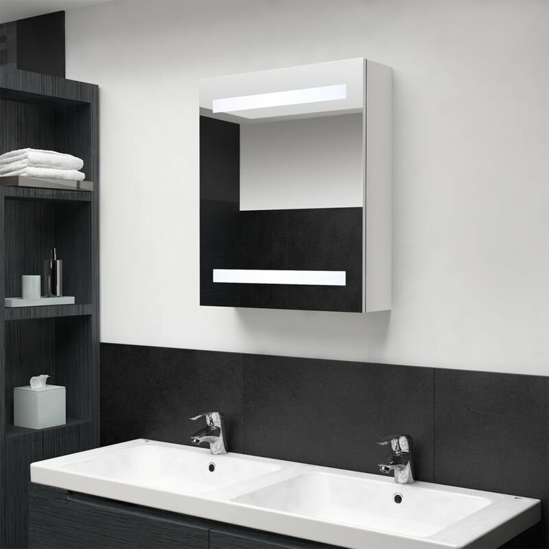

Armario de baño con espejo y LED blanco brillante 50x14x60 cm