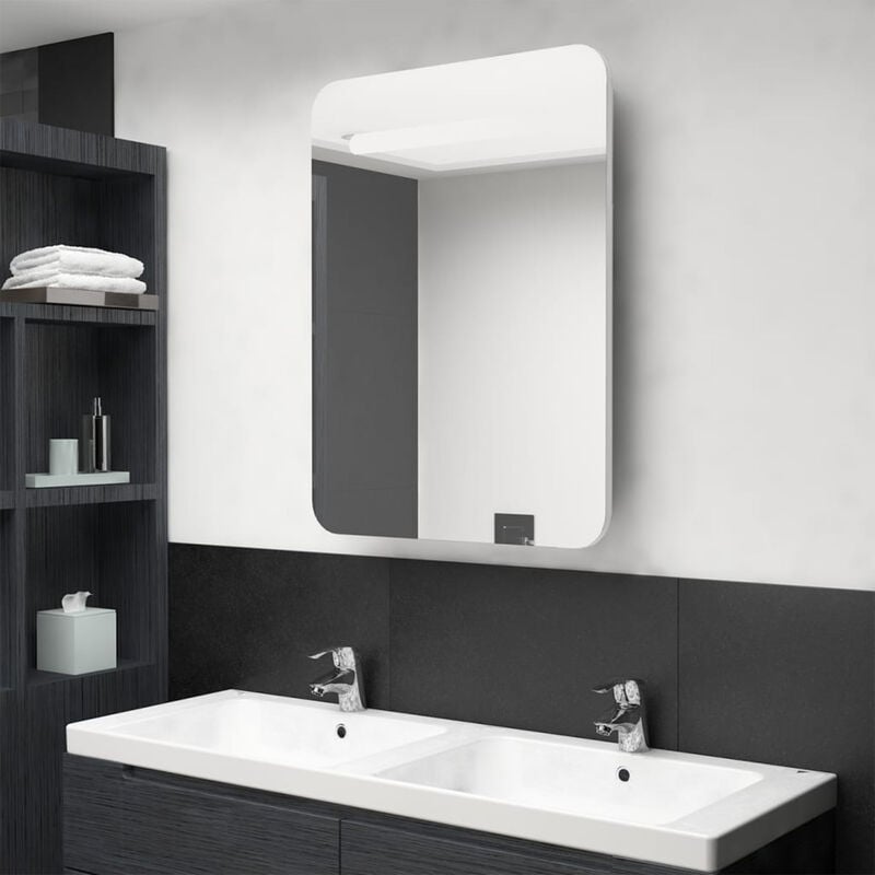 

Armario de bano con espejo y LED blanco brillante 60x11x80 cm
