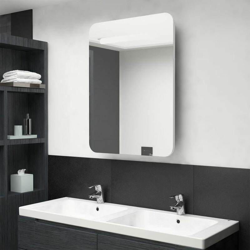 

Armario de baño con espejo y LED blanco brillante 60x11x80 cm