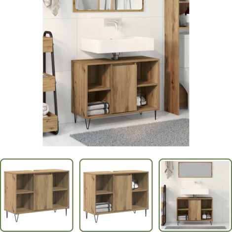Armario de baño con estante -  Gabinete de Baño con estante Roble artesanal 80 x 33 x 60 cm