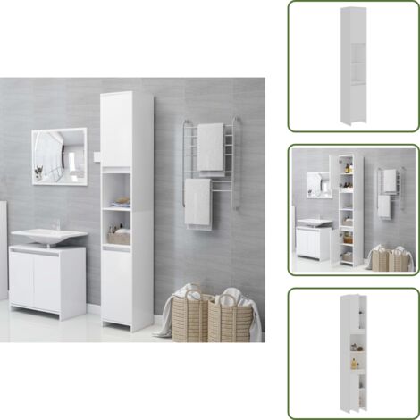 Armario de baño con estantes - vidaXL Armario de baño madera contrachapada blanco 30x30x183,5 cm - Armario de baño con puertas