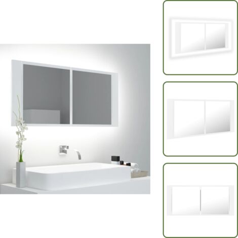 Armario de baño con luz RGB - vidaXL Armario espejo de baño con luz LED acrílico blanco 100x12x45 cm - Armario de baño acrílico