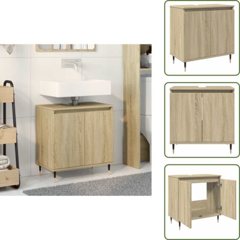 Armario de baño con madera contrachapada - vidaXL Armario de baño madera de ingeniería roble Sonoma 58x33x60 cm - Armario de baño industrial