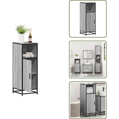 Armario de baño con puerta flexible - vidaXL Armario de baño madera contrachapada gris sonoma 35x37,5x100 cm -