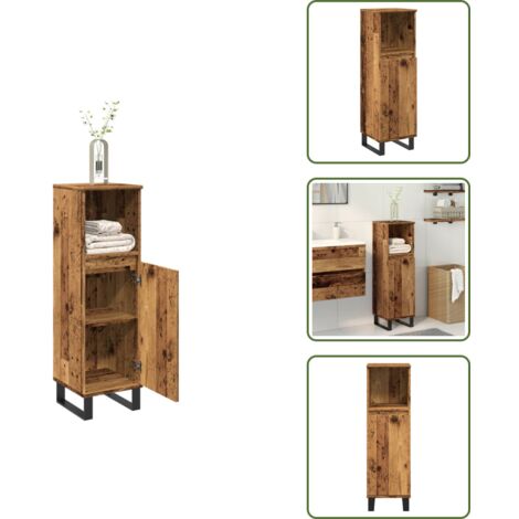 Armario de baño con puertas - vidaXL Armario de baño madera de ingeniería envejecida 30x30x100 cm - Armario de baño industrial
