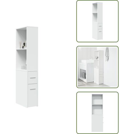 Armario de baño con ruedas - vidaXL Armario de baño estrecho con ruedas madera de ingeniería blanco - Armario de baño de madera