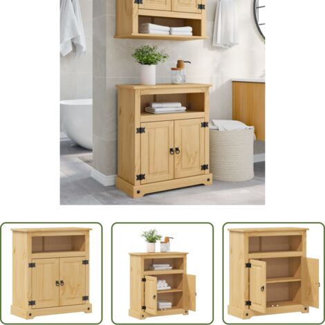 Armario de baño de madera -  Armario de baño Corona madera maciza de pino 70x33x80 cm