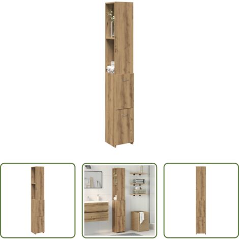 Armario de baño de madera -  Armario de baño madera de ingeniería roble artisan 25x25x170 cm