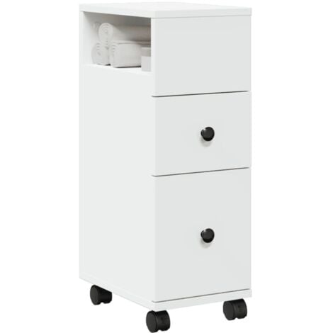 Armario de baño estrecho con ruedas madera de ingeniería