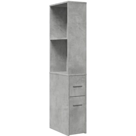 Armario de baño estrecho con ruedas madera gris hormigón vidaXL
