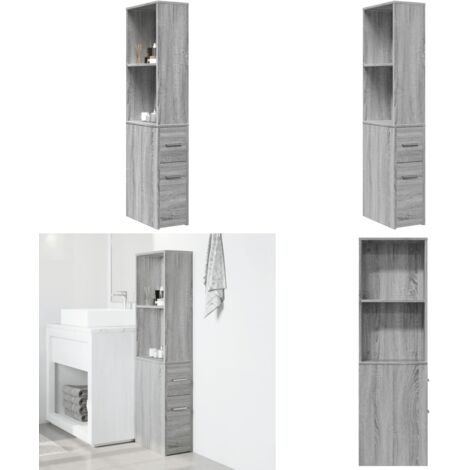 Armario de baño estrecho con ruedas madera gris Sonoma - Armario estrecho - Armario con ruedas