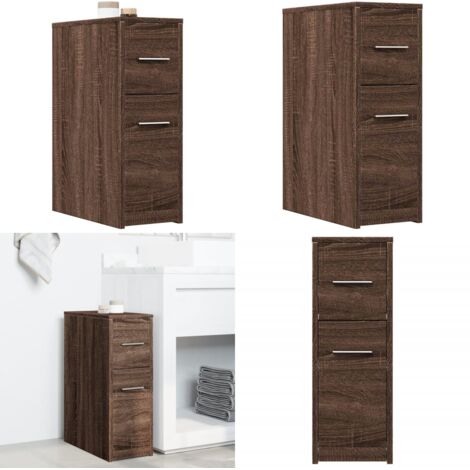 Armario de baño estrecho con ruedas madera marrón roble - Armario estrecho - Armario con ruedas