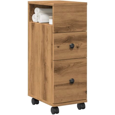 Armario de baño estrecho con ruedas madera roble artisian vidaXL