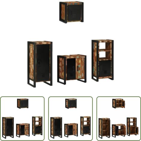 Armario de baño -  Juego de muebles de baño 4 pcs Madera sólida recuperada