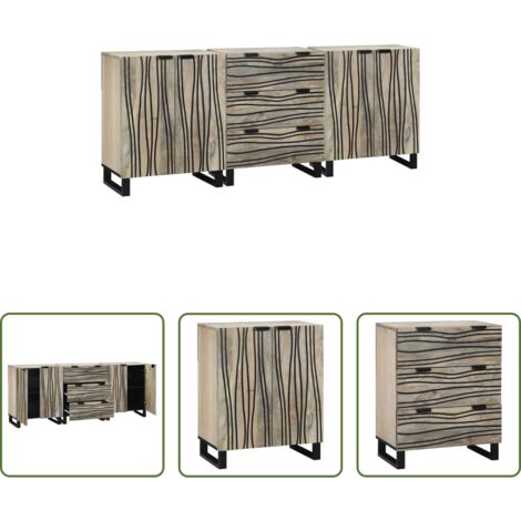 Armario de baño -  Juego de muebles de baño con cajón 3 pcs Madera de ingeniería