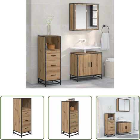 Armario de baño -  Juego de muebles de baño Roble artesanal 35 x 37,5 x 100 cm