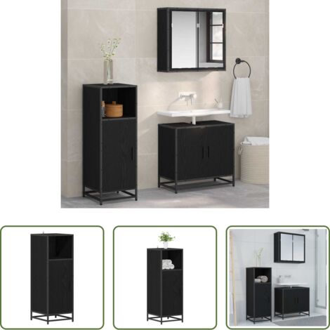 Armario de baño -  Juego de muebles de baño Roble Negro 35 x 37,5 x 100 cm