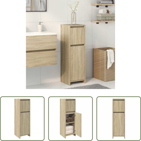 Armario de baño madera -  Armario de baño madera contrachapada color roble 30x30x95 cm