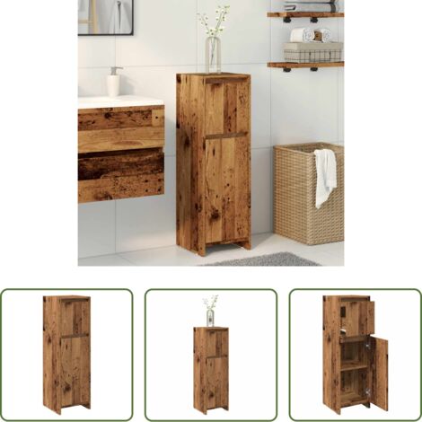 Armario de baño madera -  Armario de baño madera contrachapada envejecida 30x30x95 cm