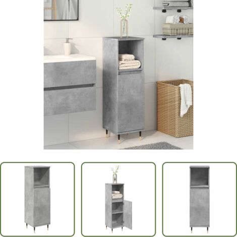 Armario de baño madera -  Armario de baño madera contrachapada gris hormigón 30x30x100 cm