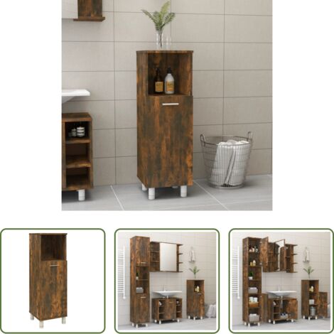 Armario de baño madera -  Armario de baño madera contrachapada roble ahumado 30x30x95 cm