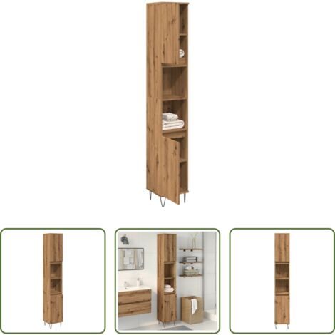 Armario de baño madera -  Armario de baño madera contrachapada roble artisan 30x30x190 cm