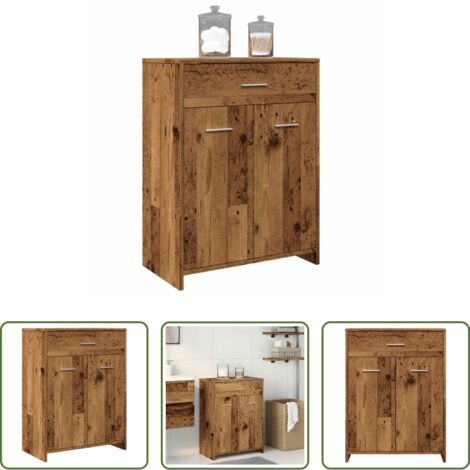 Armario de baño madera -  Armario de baño madera de ingeniería envejecida 60x33x80 cm