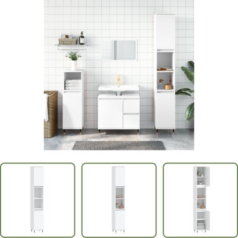 Armario de baño madera contrachapada -  Armario de baño madera contrachapada blanco 30x30x190 cm