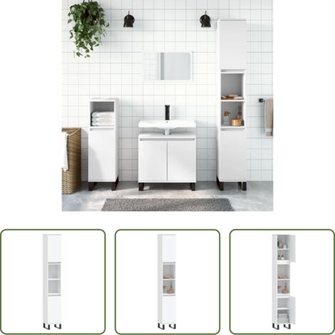 Armario de baño madera contrachapada -  Armario de baño madera contrachapada blanco 30x30x190 cm