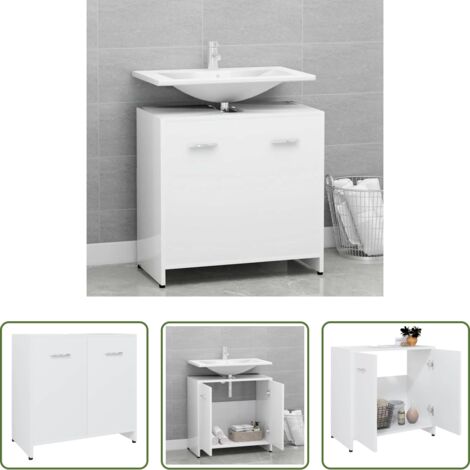 Armario de baño madera contrachapada -  Armario de baño madera contrachapada blanco 60x33x61 cm