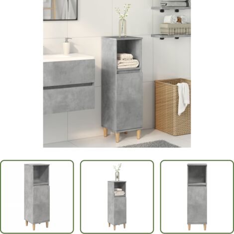 Armario de baño madera contrachapada -  Armario de baño madera contrachapada gris hormigón 30x30x100 cm