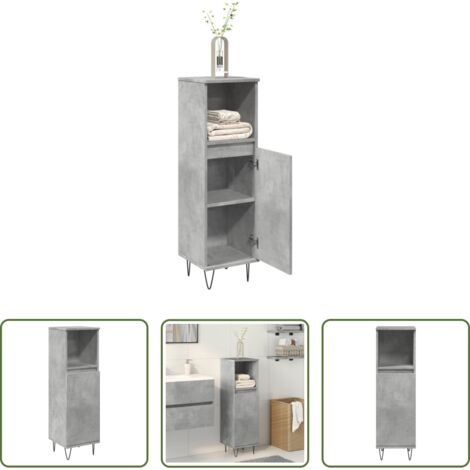 Armario de baño madera contrachapada -  Armario de baño madera contrachapada gris hormigón 30x30x100 cm
