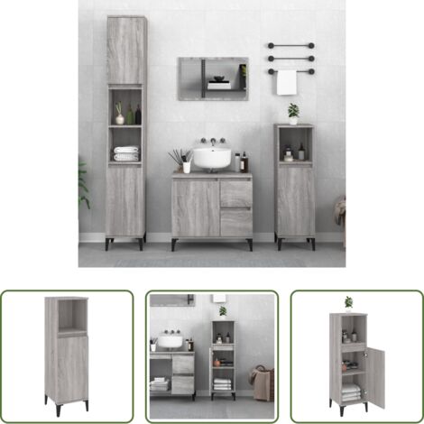 Armario de baño madera contrachapada -  Armario de baño madera contrachapada gris Sonoma 30x30x100 cm