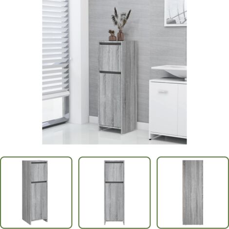 Armario de baño madera contrachapada -  Armario de baño madera contrachapada gris Sonoma 30x30x95 cm