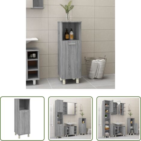 Armario de baño madera contrachapada -  Armario de baño madera contrachapada gris Sonoma 30x30x95 cm