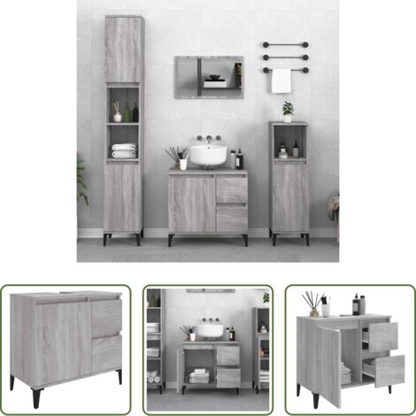Armario de baño madera contrachapada -  Armario de baño madera contrachapada gris Sonoma 65x33x60 cm