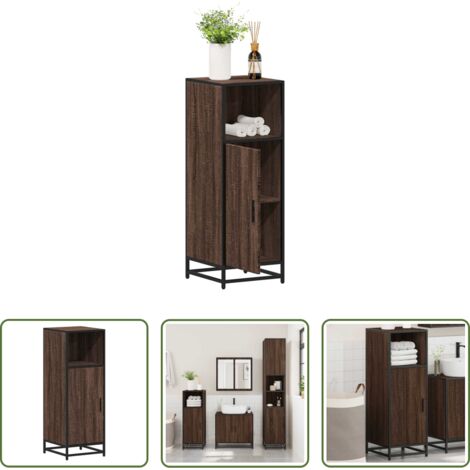 Armario de baño madera contrachapada -  Armario de baño madera contrachapada roble marrón 35x37,5x100cm