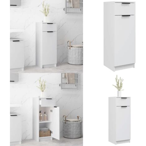 Armario de baño madera contrachapada blanco 32x33,5x90 cm - Armario de baño madera contrachapada - Armario de baño blanco