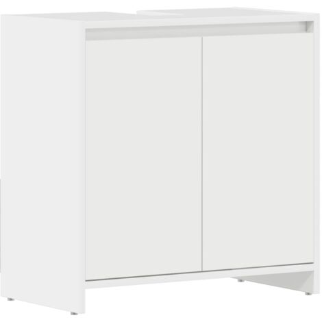 Armario de baño madera contrachapada blanco brillo 60x33x61 cm vidaXL
