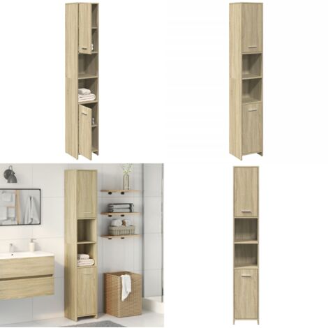 Armario de baño madera contrachapada color roble 30x30x183,5 cm - Armario de baño roble - Armario de baño madera contrachapada