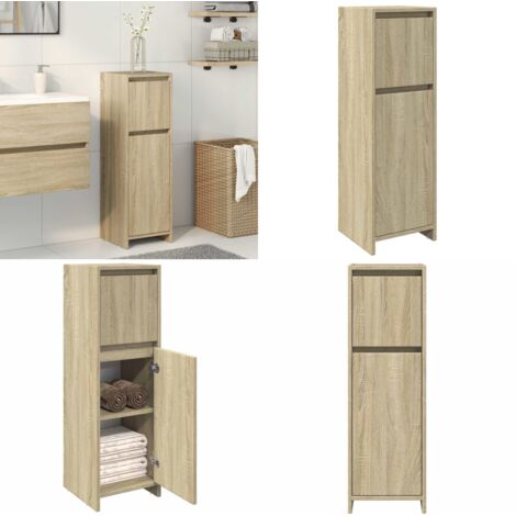 Armario de baño madera contrachapada color roble 30x30x95 cm - Armario de baño madera - Armario de baño roble