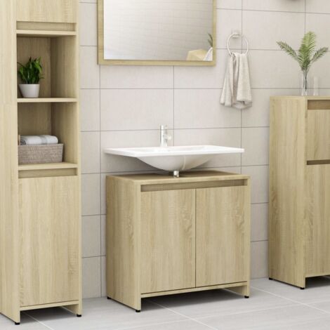 Armario de baño madera contrachapada color roble 60x33x61 cm vidaXL