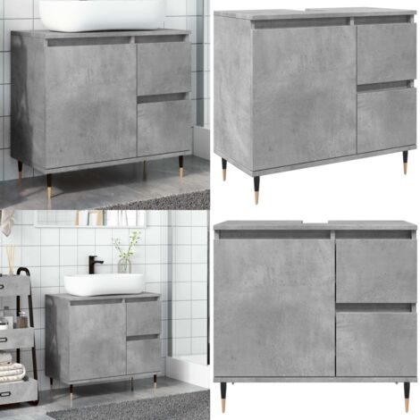 Armario de baño madera contrachapada gris hormigón 65x33x60 cm - Armario de baño madera contrachapada - Armario de baño gris hormigón