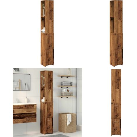 Armario de baño madera contrachapada madera vieja 25x25x170 cm - Armario de baño madera - Armario de baño madera contrachapada