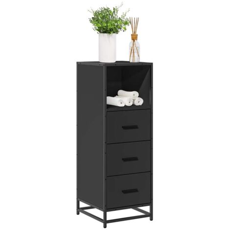 Armario de baño madera contrachapada negro 35x37,5x100 cm vidaXL
