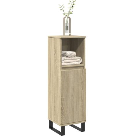 Armario de baño madera contrachapada roble  30x30x100 cm