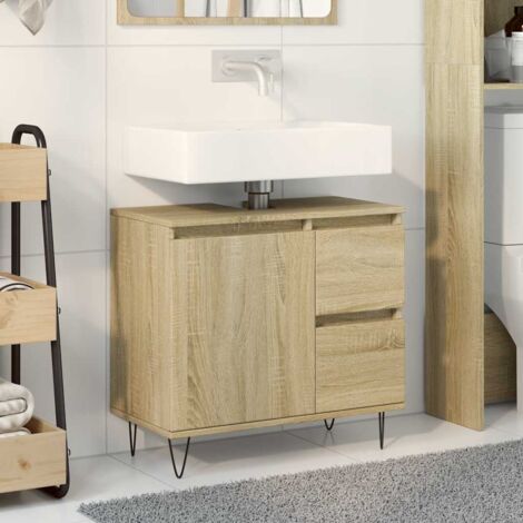 Armario de baño madera contrachapada roble 65x33x60 cm