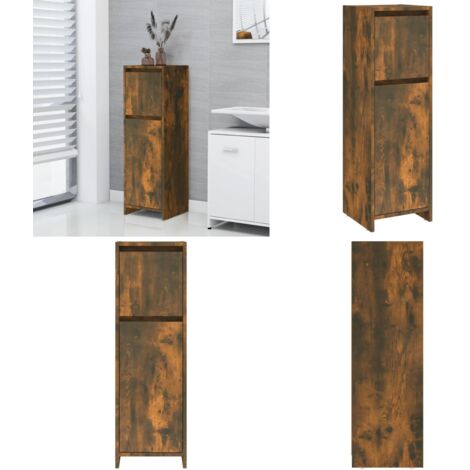Armario de baño madera contrachapada roble ahumado 30x30x95 cm - Armario de baño madera contrachapada - Armario de baño roble ahumado