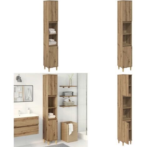 Armario de baño madera contrachapada roble artisan 30x30x190 cm - Armario de baño madera contrachapada - Armario de baño roble
